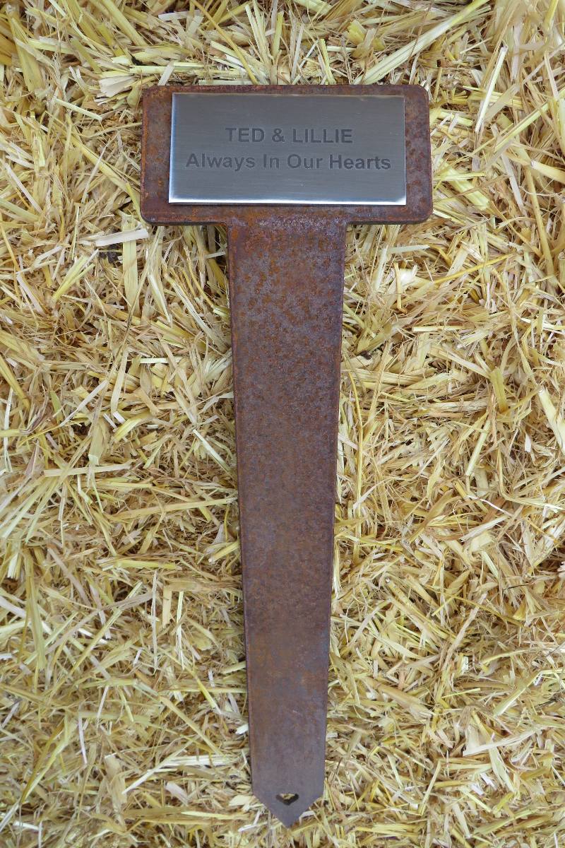 Rusty Memorial Marker With Stainless Steel Nameplate