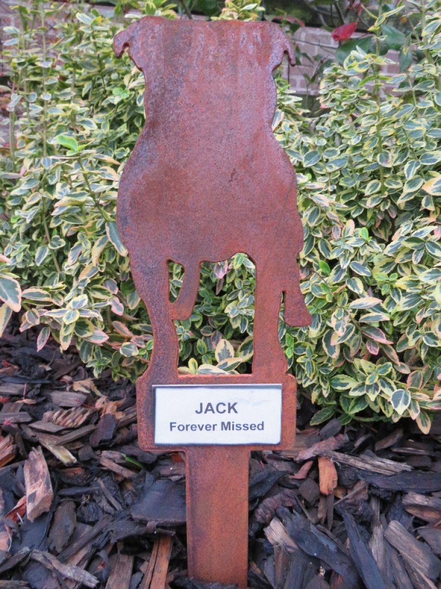 Rusty Staffordshire Bull Terrier Memorial Marker