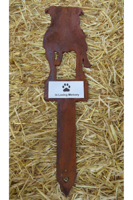 Rusty Staffordshire Bull Terrier Memorial Marker