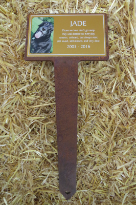 Rusty Memorial Marker With Gold Finish Name Plaque